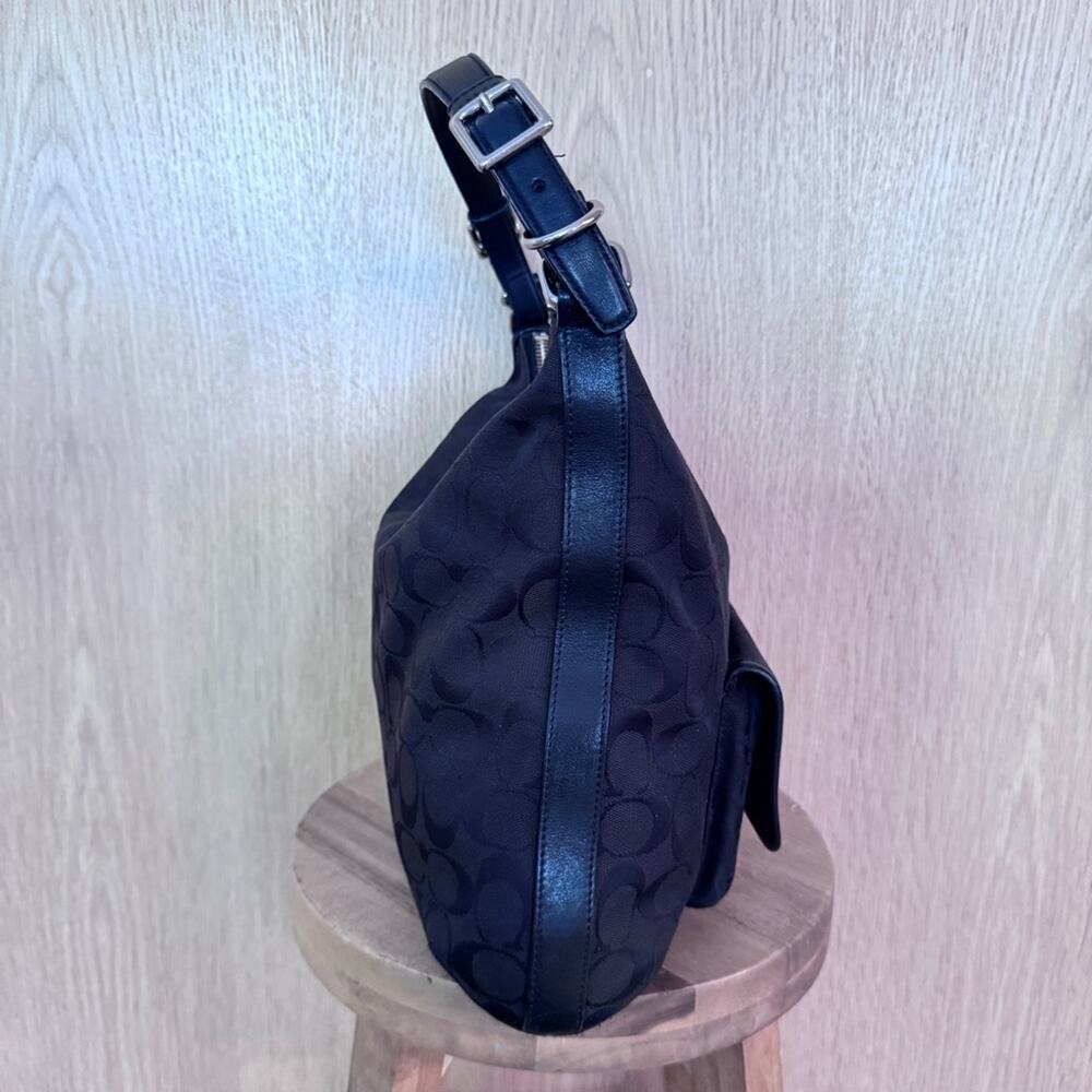 Coach Black on Black Logo Legacy Signature Courtenay Hobo shoulder Bag - Picture 4 of 12
